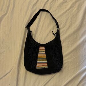 Minnetonka Navy Hobo Bag with Vibrant Stripes